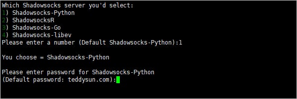 Shadowsocks 一键安装脚本配置 Shadowsocks 服务器密码