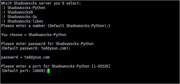 Shadowsocks 一键安装脚本配置 Shadowsocks 服务器端口