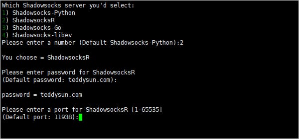 ShadowsocksR 一键安装脚本 配置 ShadowsocksR 服务器端口