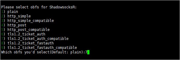 ShadowsocksR 一键安装脚本 配置 ShadowsocksR 服务器混淆方式